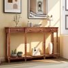 Solid Wood Console Table;  Classic Entryway Table with Storage Shelf and Drawer for Home