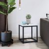 End Table/Side Table/Night Stand;  Upgrade Version with Metal Frame Box - dark brown