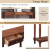 Solid Wood Console Table;  Classic Entryway Table with Storage Shelf and Drawer for Home