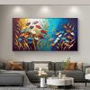 Handmade Oil Painting Canvas Wall Art Decor Original Colorful Blooming Flower painting Abstract Floral Painting for Home Decor