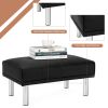 Rectangle Tufted Ottoman with Stainless Steel Legs for Living Room