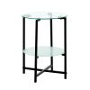 2-layer Tempered Glass End Table;  Round Coffee Table for Bedroom Living Room Office
