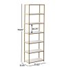 6' Tall 6-Tier Metal Framed Bookcase; Rustic Brown; White