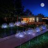 Outdoor Solar Garden Lights;  4 Pack 120 LED Copper Wire Waterproof Solar Garden Fireworks Lamp with Remote;  8 Modes Decorative Sparkles Stake Landsc