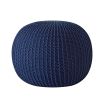 Urban Shop Round Solid Print Polyester Pouf, Dark Grey