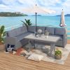 Patio Outdoor Furniture PE Rattan Wicker Conversation Set All-Weather Sectional Sofa Set with Table & Soft Cushions