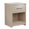 Wooden End Side Table Nightstand with Drawer Storage Shelf