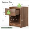 Wooden End Side Table Nightstand with Drawer Storage Shelf