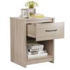 Wooden End Side Table Nightstand with Drawer Storage Shelf