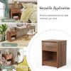 Wooden End Side Table Nightstand with Drawer Storage Shelf