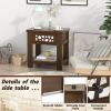 Wood Retro End Table with Mirrored Glass Drawer and Open Storage Shelf