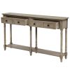 Console Table Sofa Table Easy Assembly with Two Storage Drawers and Bottom Shelf for Living Room, Entryway