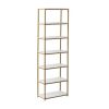 6' Tall 6-Tier Metal Framed Bookcase; Rustic Brown; White