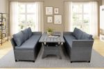 Patio Outdoor Furniture PE Rattan Wicker Conversation Set All-Weather Sectional Sofa Set with Table & Soft Cushions