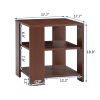 Square side table,simple style design,3-tier end table,wood living room nightstand,bedroom,easy assembly,1-pack