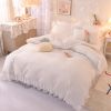 Princess Style Girl Brushed Multicolor 4-piece Set Quilt Cover Sheet Pillowcase Spring Autumn Winter Solid Fleece Thick Bedskirt