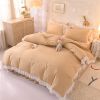 Princess Style Girl Brushed Multicolor 4-piece Set Quilt Cover Sheet Pillowcase Spring Autumn Winter Solid Fleece Thick Bedskirt
