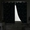 Muwago Ghost Demon Dark Blue Blackout Curtains Luminous Glow in The Dark Themed Grommet Thermal Insulated Curtains Bedroom and Living Room Window Trea