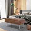 Rectangle Tufted Ottoman with Stainless Steel Legs for Living Room