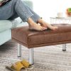 Rectangle Tufted Ottoman with Stainless Steel Legs for Living Room