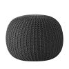 Urban Shop Round Solid Print Polyester Pouf, Dark Grey