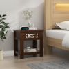 Wood Retro End Table with Mirrored Glass Drawer and Open Storage Shelf