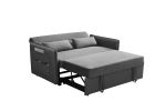 MEGA Pull Out Sofa Bed; Modern Adjustable Pull Out Bed Lounge Chair with 2 Side Pockets; 2 Pillows for Home Office