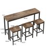 Modern Design Kitchen Dining Table,Pub Table,Long Dining Table Set with 3 Stools,Easy Assembly