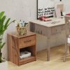 Wooden End Side Table Nightstand with Drawer Storage Shelf