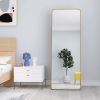 Full-Length Mirror 63"x20";  Round Corner Aluminum Alloy Frame Floor Full Body Large Mirror;  Stand or Leaning Against Wall for Living Room or Bedroom