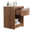 Wooden End Side Table Nightstand with Drawer Storage Shelf